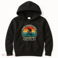 Never Underestimate An Old Guy On A Bicycle Funny Cycling Kids Hoodie thumb 0