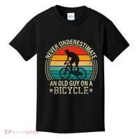 Never Underestimate An Old Guy On A Bicycle Funny Cycling Kids T-Shirt thumb 0