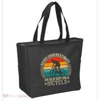 Never Underestimate An Old Guy On A Bicycle Funny Cycling Tote Bag thumb 2