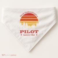 Never Underestimate A Pilot Born In 1962 USA-Made Doggie Bandana thumb 0