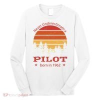 Never Underestimate A Pilot Born In 1962 Long Sleeve Shirt thumb 0