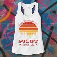 Never Underestimate A Pilot Born In 1962 Women's Tank Top thumb 3