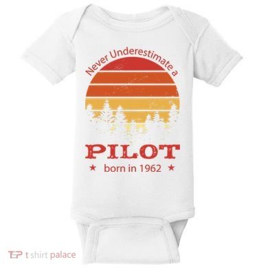 Never Underestimate A Pilot Born In 1962 Baby Bodysuit