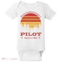 Never Underestimate A Pilot Born In 1962 Baby Bodysuit thumb 0