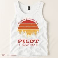 Never Underestimate A Pilot Born In 1962 Tank Top thumb 2