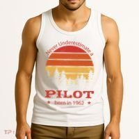 Never Underestimate A Pilot Born In 1962 Tank Top thumb 3