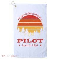 Never Underestimate A Pilot Born In 1962 Golf Towel thumb 0