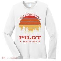 Never Underestimate A Pilot Born In 1962 Women's Long Sleeve Shirt thumb 0