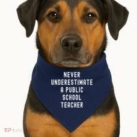 Never Underestimate A Public School Teacher Motivational USA-Made Doggie Bandana thumb 1