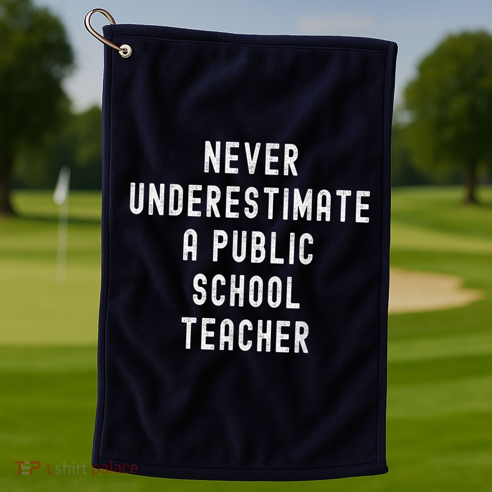 Never Underestimate A Public School Teacher Motivational Golf Towel