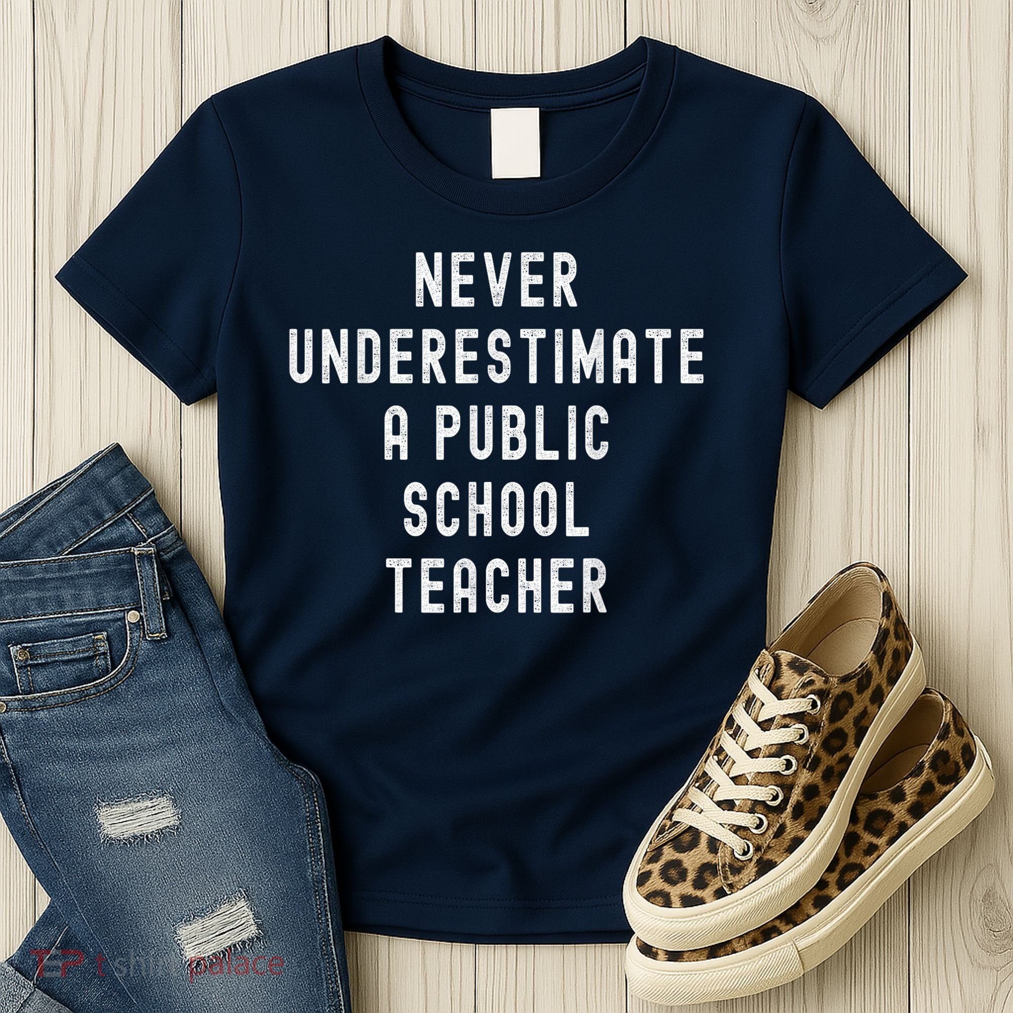 Never Underestimate A Public School Teacher Motivational Women's T-Shirt