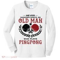 Never Underestimate An Old Man Who Plays Ping Pong Kids Long Sleeve Shirt thumb 0