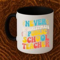 Never Underestimate A Public School Teacher Walz Harris 2024 Coffee Mug thumb 2