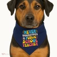 Never Underestimate A Public School Teacher Walz Harris 2024 USA-Made Doggie Bandana thumb 1