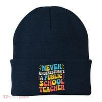 Never Underestimate A Public School Teacher Walz Harris 2024 Beanie thumb 0