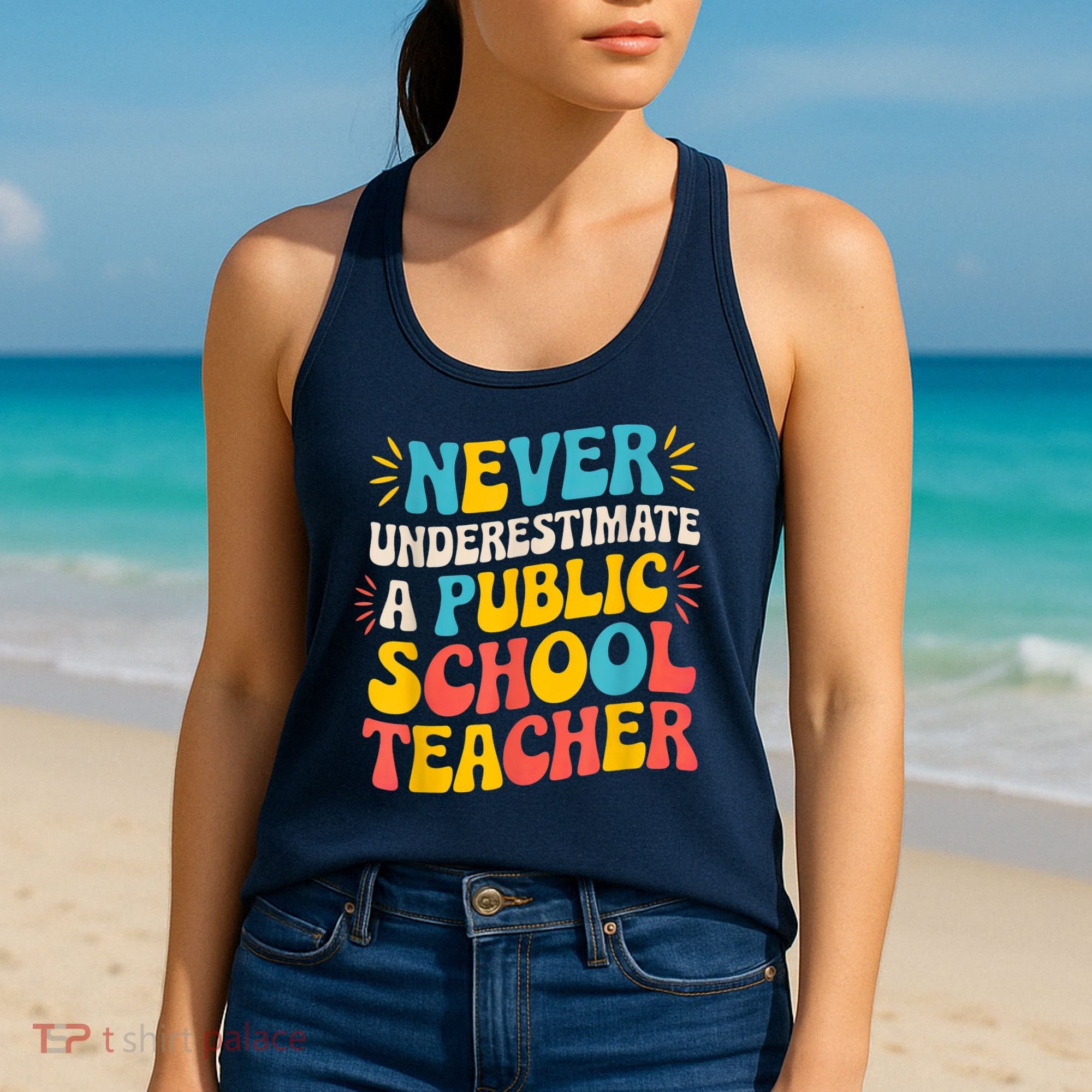 Never Underestimate A Public School Teacher Walz Harris 2024 Women's Tank Top