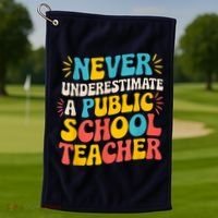 Never Underestimate A Public School Teacher Walz Harris 2024 Golf Towel thumb 1