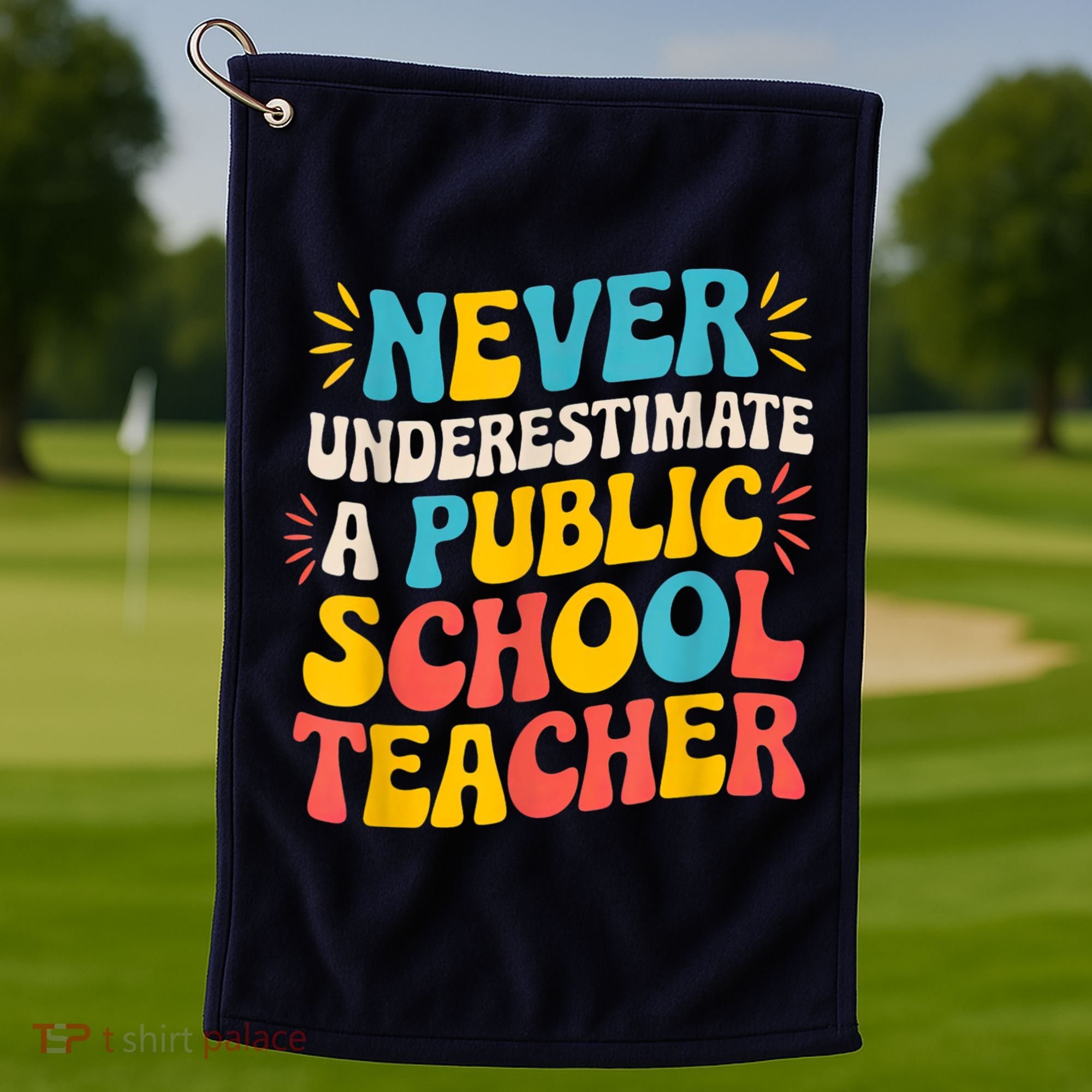 Never Underestimate A Public School Teacher Walz Harris 2024 Golf Towel
