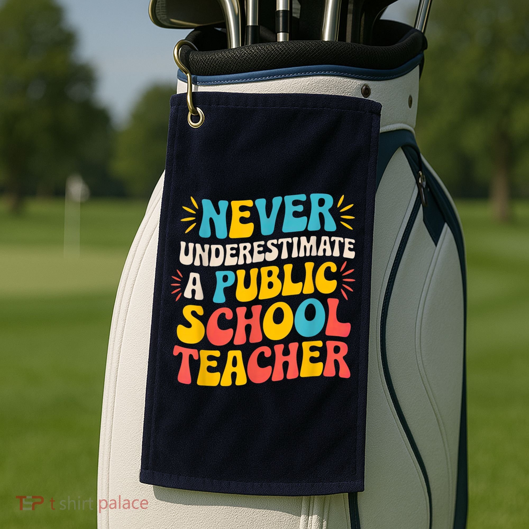 Never Underestimate A Public School Teacher Walz Harris 2024 Golf Towel