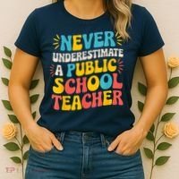 Never Underestimate A Public School Teacher Walz Harris 2024 Women's T-Shirt thumb 2