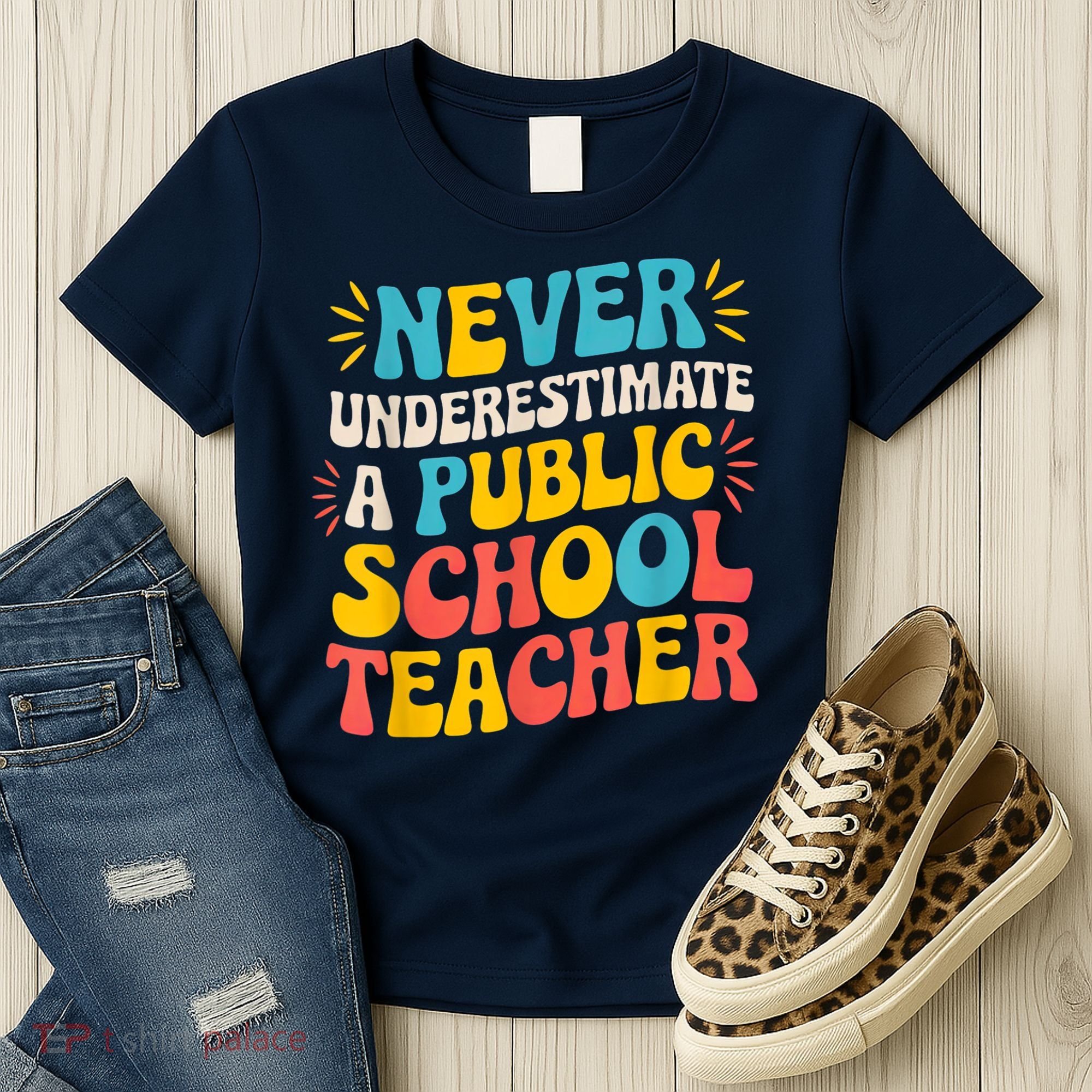 Never Underestimate A Public School Teacher Walz Harris 2024 Women's T-Shirt