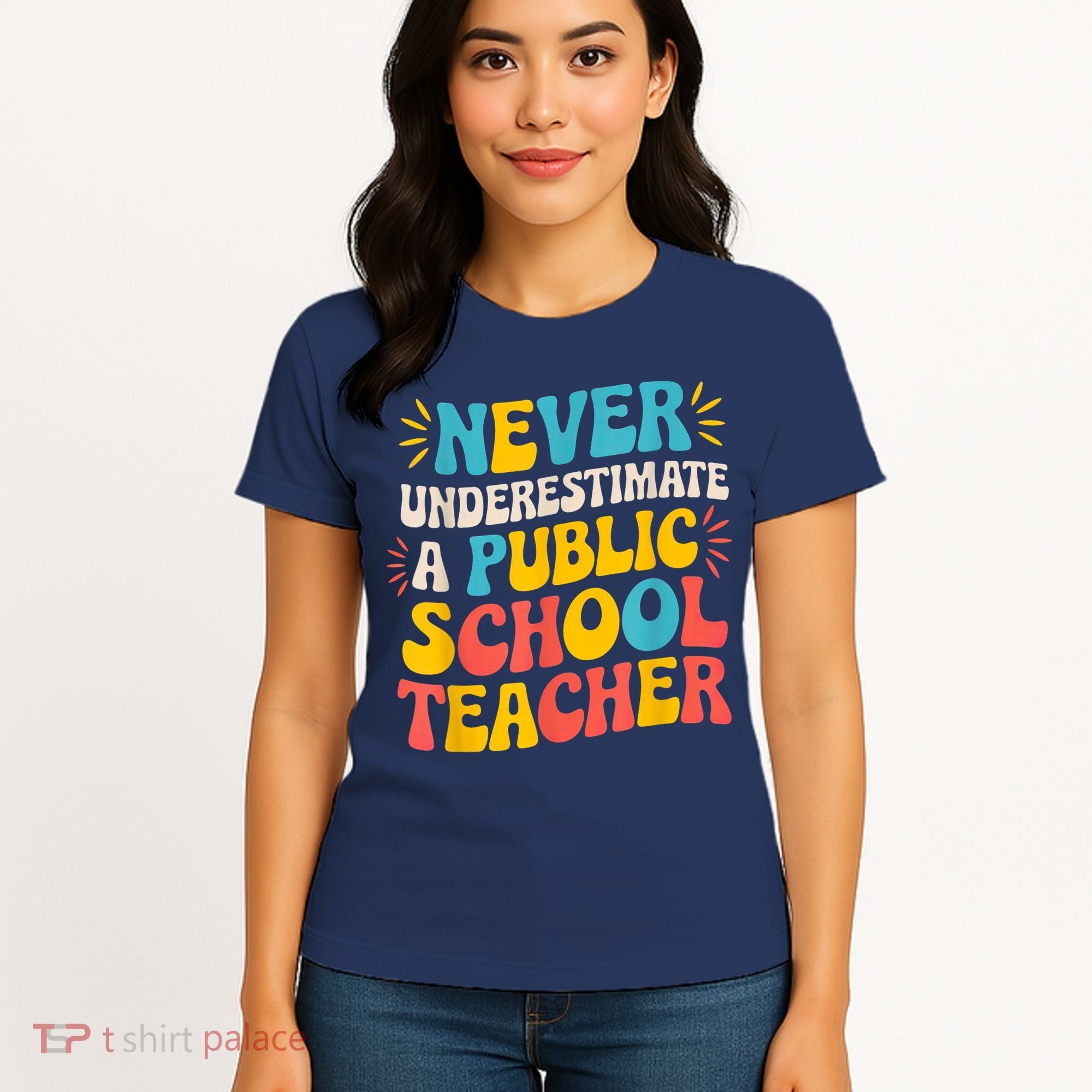 Never Underestimate A Public School Teacher Walz Harris 2024 Women's T-Shirt