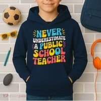 Never Underestimate A Public School Teacher Walz Harris 2024 Kids Hoodie thumb 2