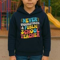 Never Underestimate A Public School Teacher Walz Harris 2024 Kids Hoodie thumb 3