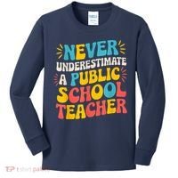 Never Underestimate A Public School Teacher Walz Harris 2024 Kids Long Sleeve Shirt thumb 0