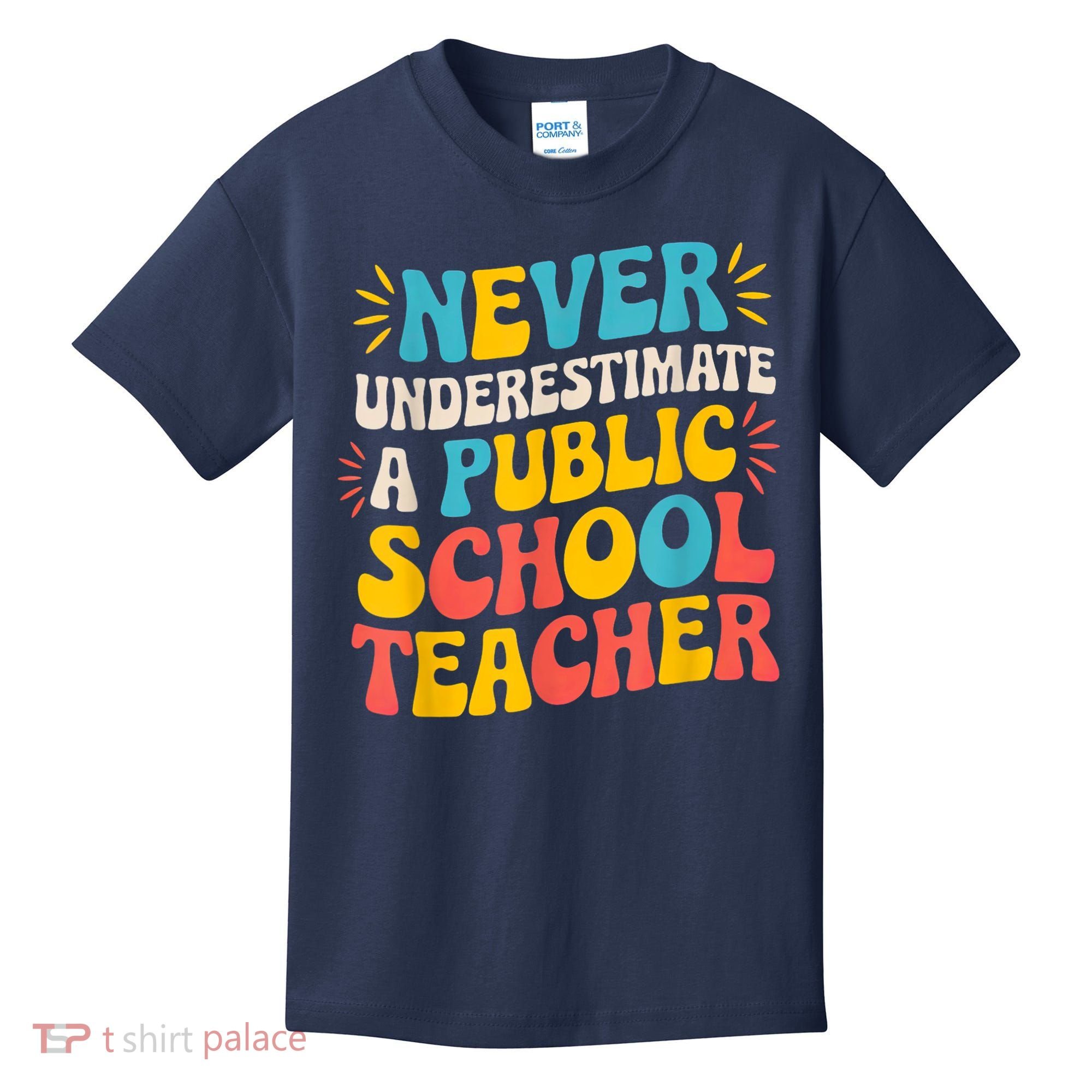Never Underestimate A Public School Teacher Walz Harris 2024 Kids T-Shirt