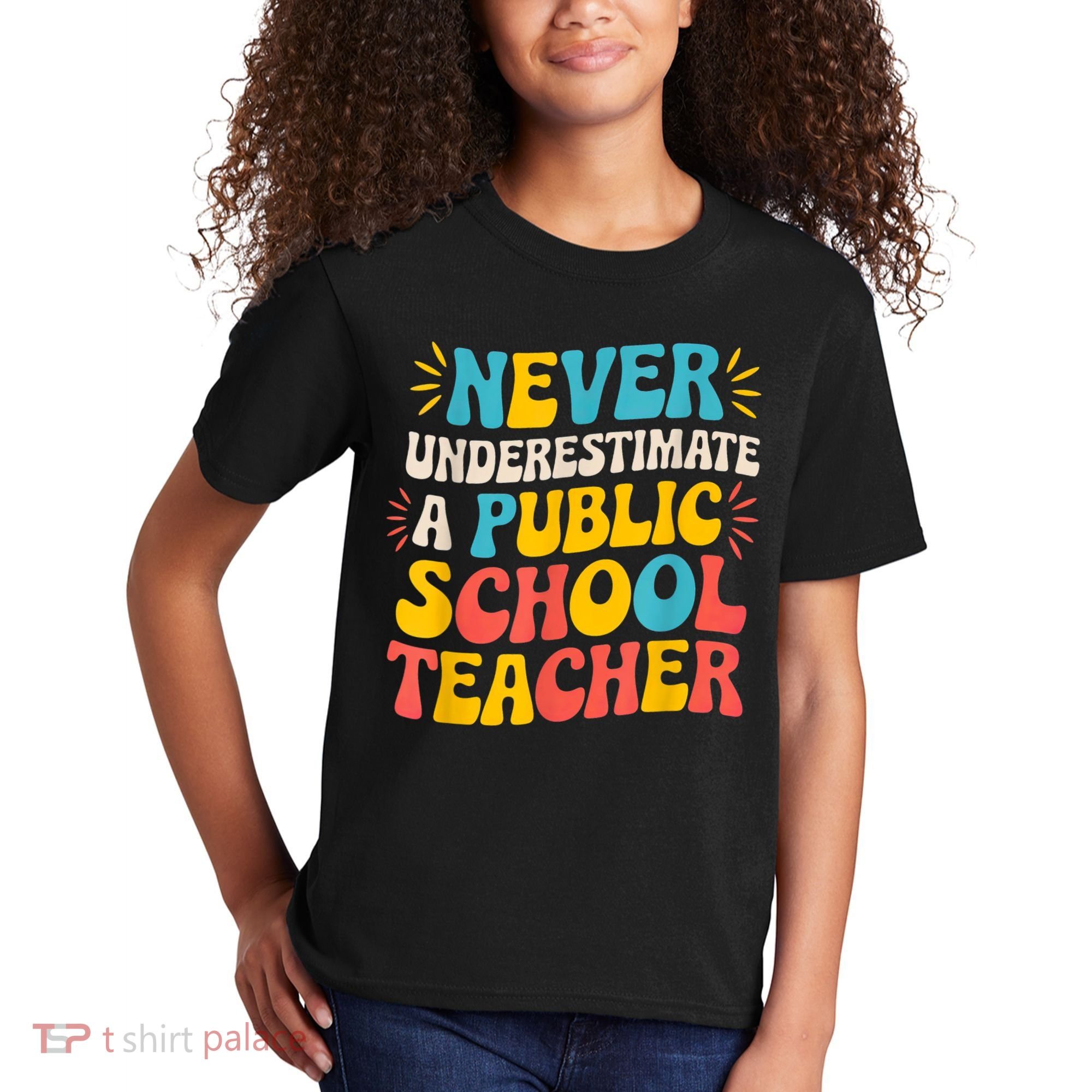 Never Underestimate A Public School Teacher Walz Harris 2024 Kids T-Shirt