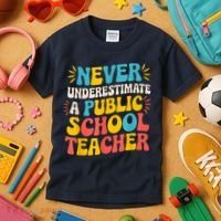 Never Underestimate A Public School Teacher Walz Harris 2024 Kids T-Shirt thumb 3