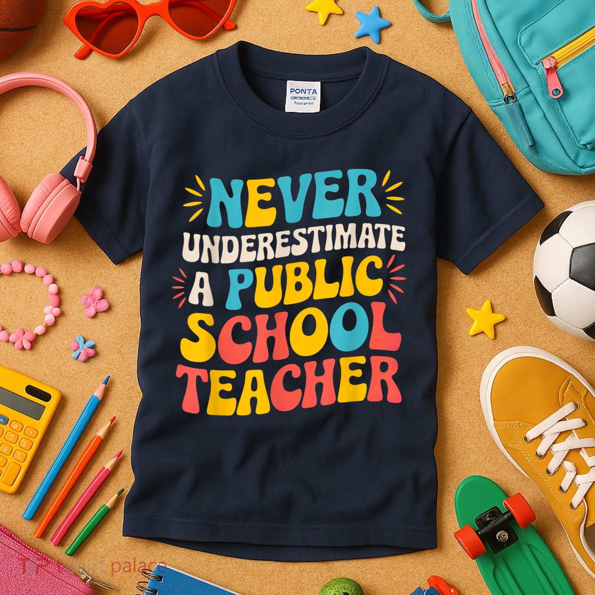 Never Underestimate A Public School Teacher Walz Harris 2024 Kids T-Shirt