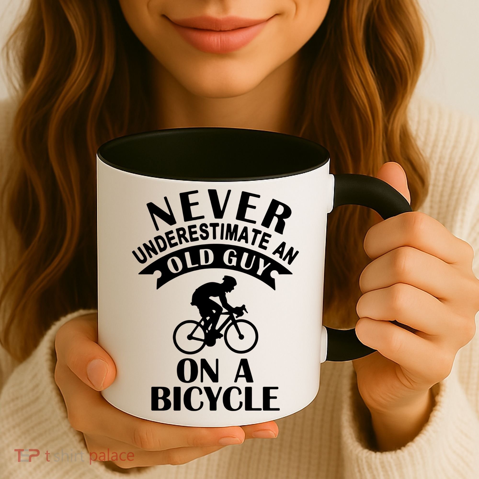 Never Underestimate An Old Guy On A Bicycle Coffee Mug