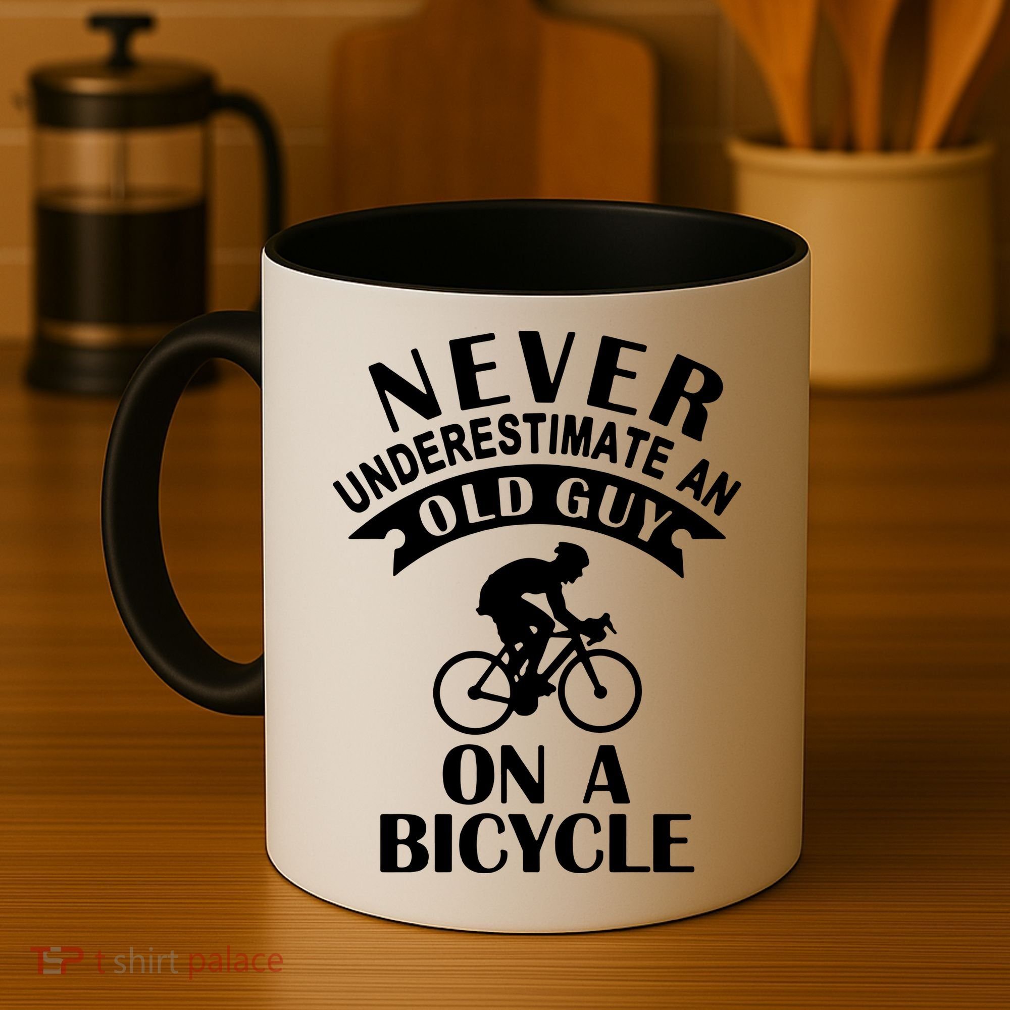 Never Underestimate An Old Guy On A Bicycle Coffee Mug