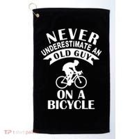 Never Underestimate An Old Guy On A Bicycle Golf Towel thumb 0
