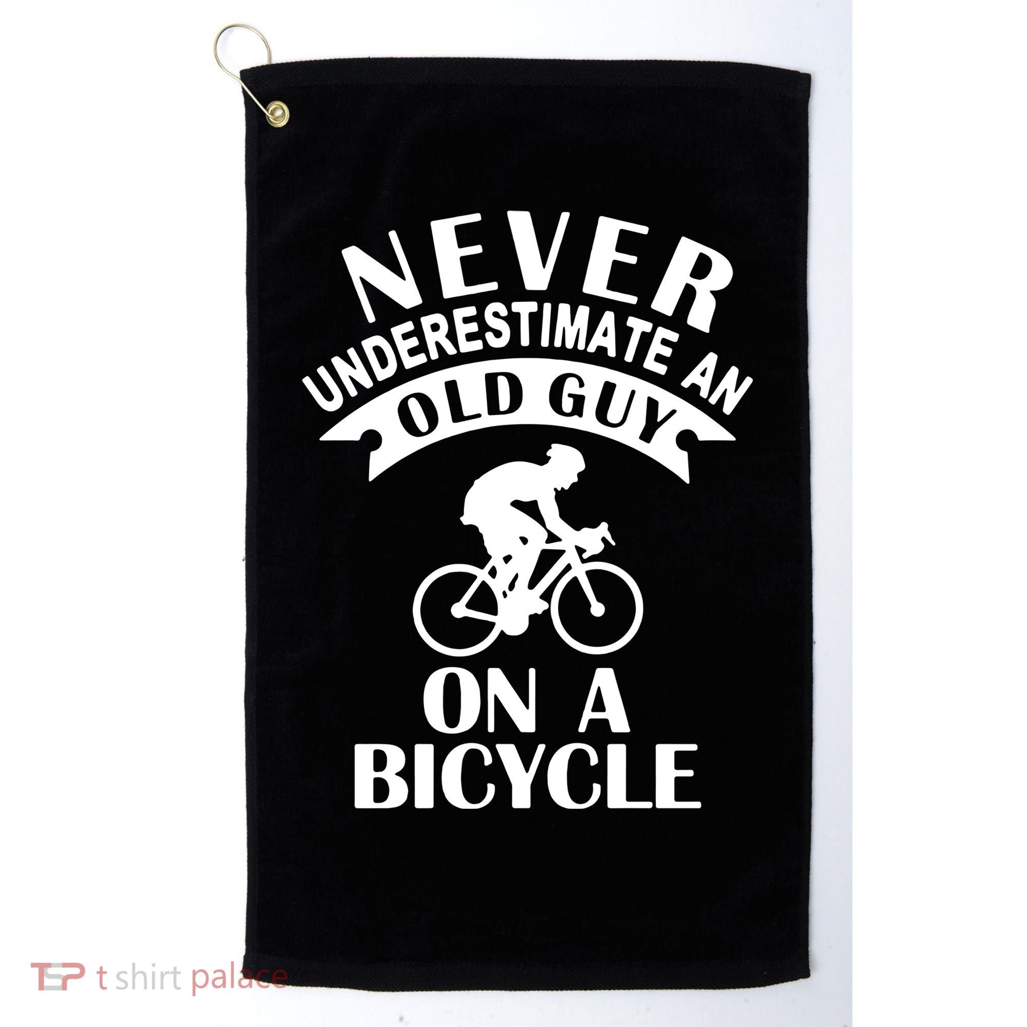 Never Underestimate An Old Guy On A Bicycle Golf Towel