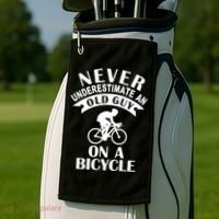 Never Underestimate An Old Guy On A Bicycle Golf Towel thumb 2