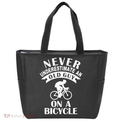 Never Underestimate An Old Guy On A Bicycle Tote Bag