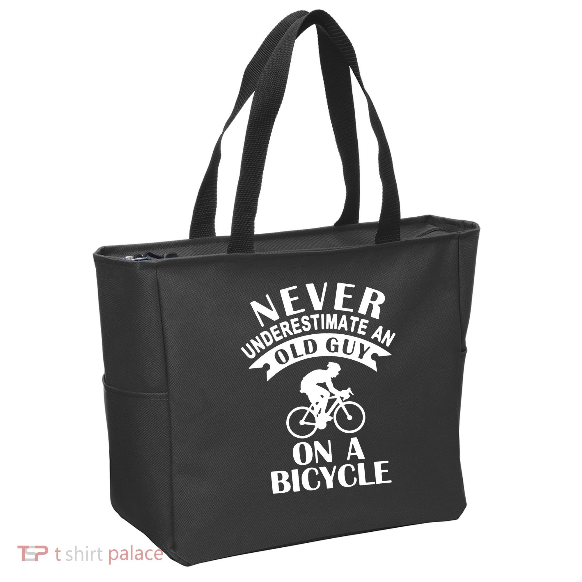 Never Underestimate An Old Guy On A Bicycle Tote Bag