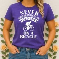 Never Underestimate An Old Guy On A Bicycle Women's T-Shirt thumb 2