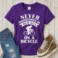 Never Underestimate An Old Guy On A Bicycle Women's T-Shirt thumb 3