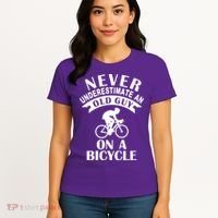 Never Underestimate An Old Guy On A Bicycle Women's T-Shirt thumb 4
