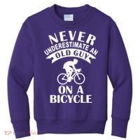 Never Underestimate An Old Guy On A Bicycle Kids Sweatshirt thumb 0
