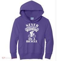 Never Underestimate An Old Guy On A Bicycle Kids Hoodie thumb 0