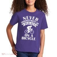 Never Underestimate An Old Guy On A Bicycle Kids T-Shirt thumb 2