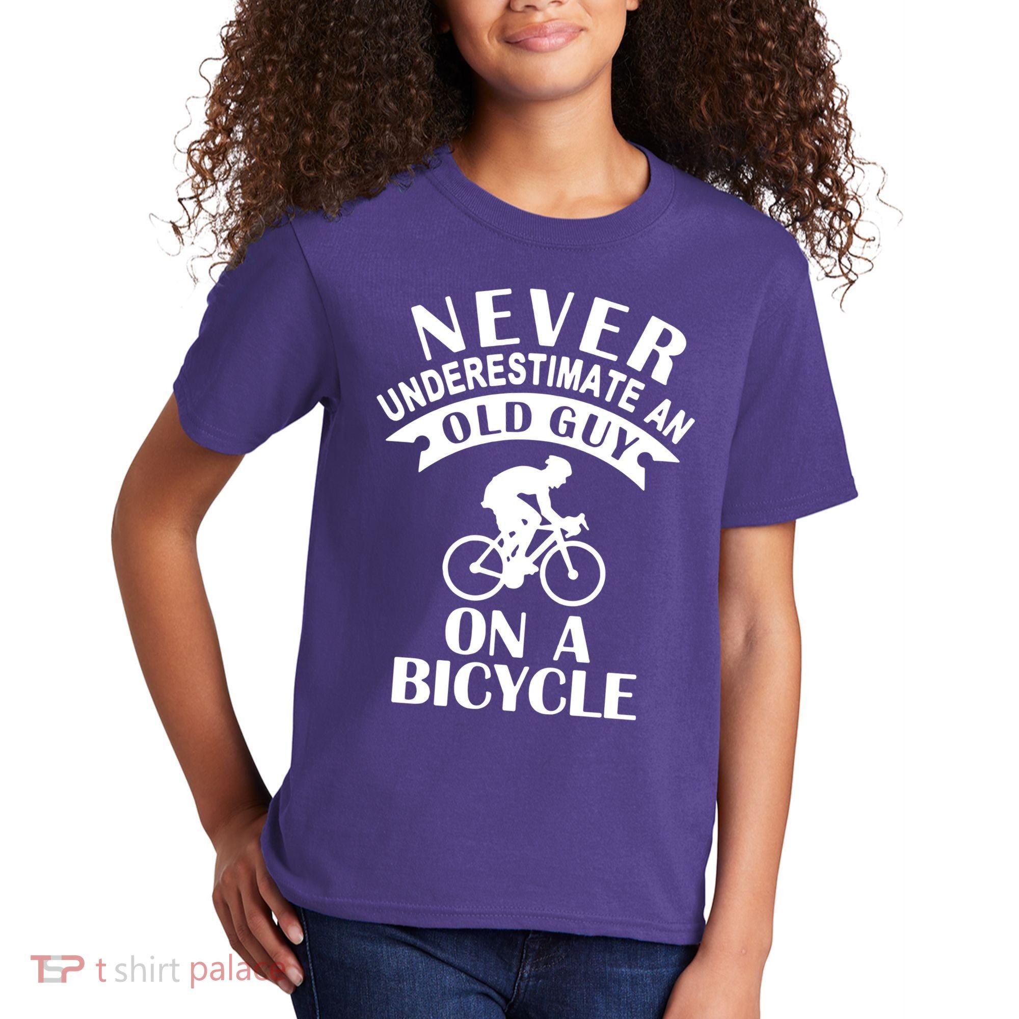 Never Underestimate An Old Guy On A Bicycle Kids T-Shirt