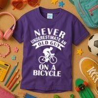 Never Underestimate An Old Guy On A Bicycle Kids T-Shirt thumb 3