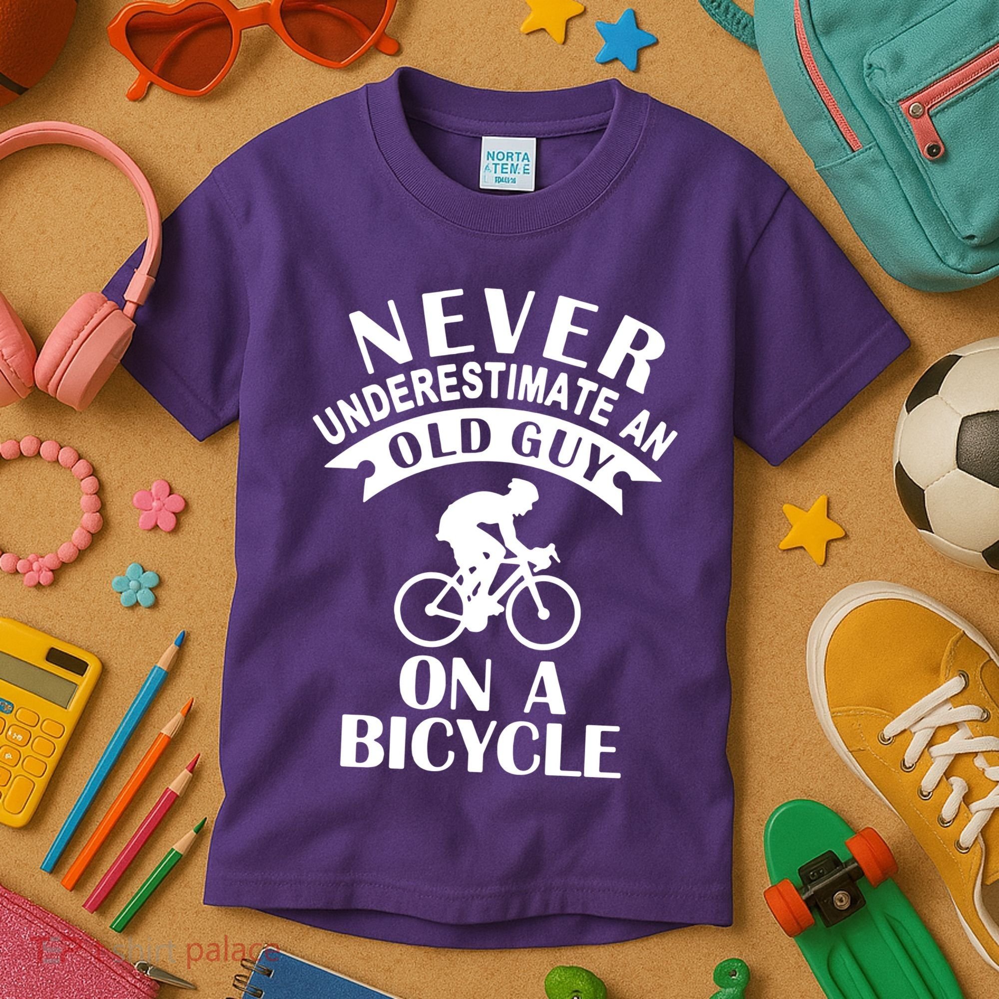 Never Underestimate An Old Guy On A Bicycle Kids T-Shirt