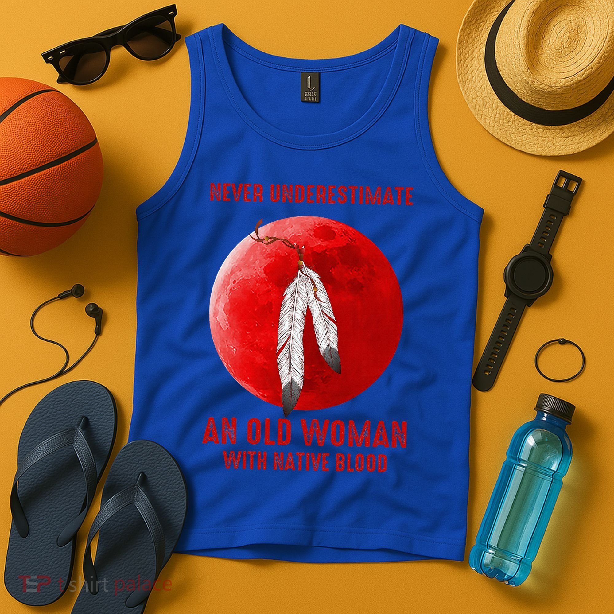 Never Underestimate An Old Woman With Native Blood Tank Top